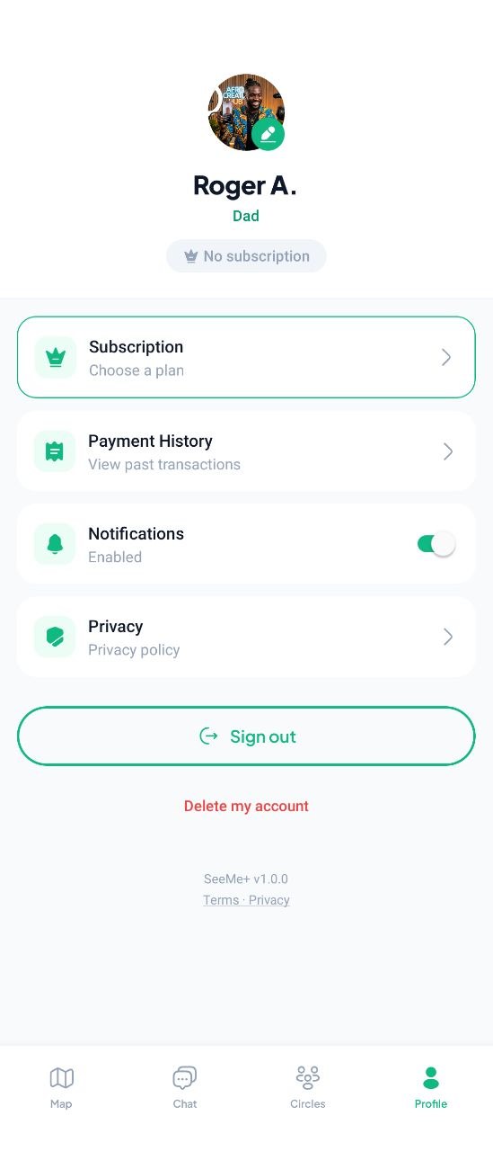 Profile and settings